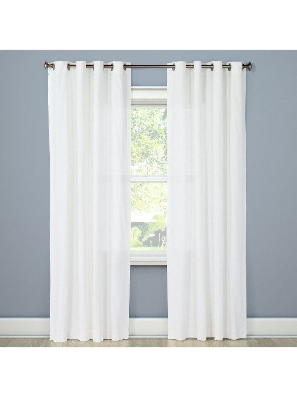 2pc Natural White Light Filtering Solid Window Curtain Panels